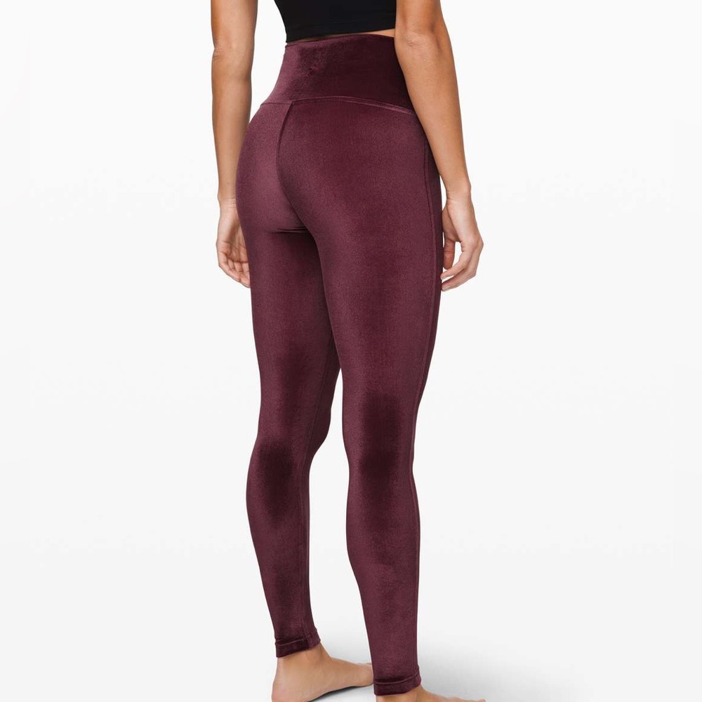 RARE Lululemon Wunder Lounge High Rise Red Velvet Leggings (28", Size 2)